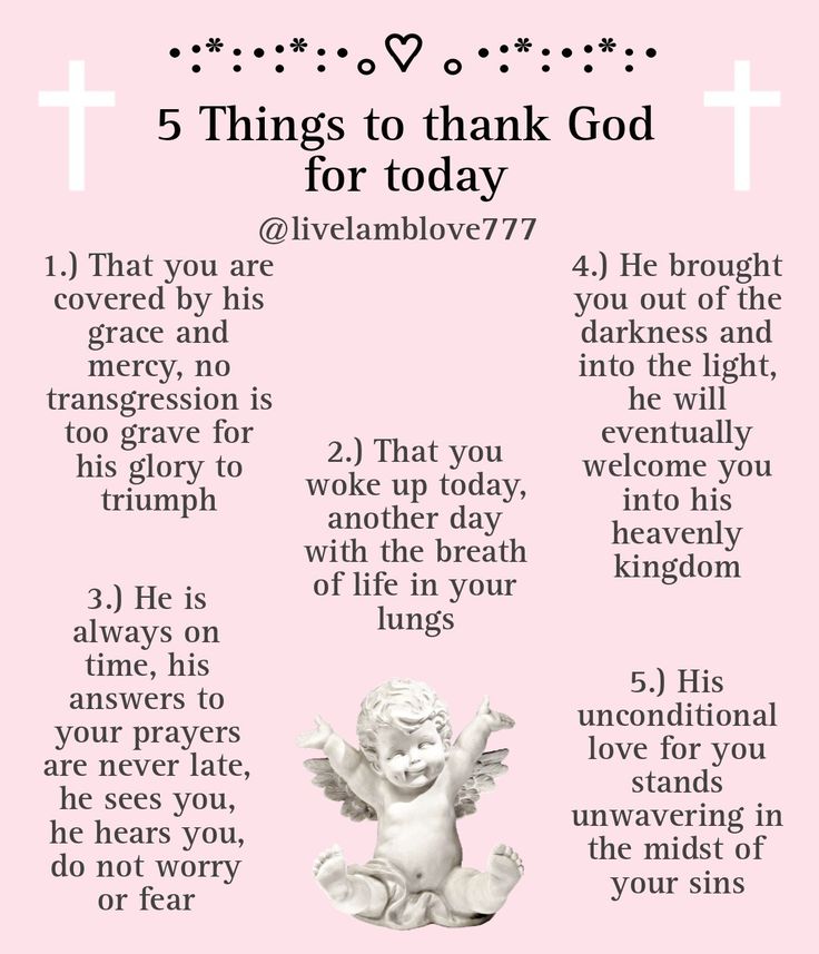 a pink poster with the words 5 things to thank god for today and an angel on it