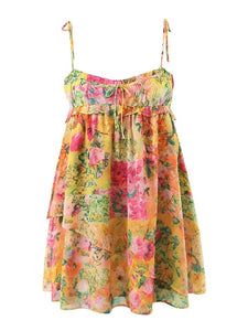 Yellow and Pink Floral Mini Dress Sorority Rush Week, Pink Floral Mini Dress, Rush Week, Lainey Wilson, Sorority Rush, 2024 Outfits, Shopping Clothes, Yellow And Pink, Floral Ruffle