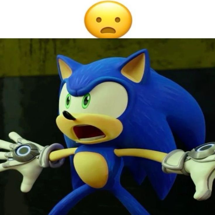 sonic the hedgehog holding his arms out with an angry expression