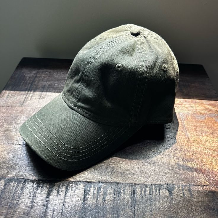 Brand New! Unbranded Hat. Distressed Bill. Olive Green Casual Khaki Baseball Cap For Everyday, Green Visor Hat For Everyday, Casual One Size Fits Most Hat, Classic Green Everyday Hat, Casual Khaki Hat With Curved Bill, Casual Khaki Baseball Cap With Short Brim, Casual Khaki Cap, Casual Khaki Hat With Curved Brim, Casual Khaki Dad Hat With Curved Bill