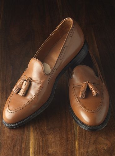 The Alden Tassel Moccasin in Burnished Tan Brown Tasseled Moccasins For Galas, Brown Tasseled Leather Shoes For Galas, Brown Leather Tassel Shoes For Galas, Classic Brown Dress Shoes With Tassels, Classic Leather Moccasins With Tassels, Timeless Tassel Loafers With Moc Toe And Leather Sole, Classic Slip-on Moccasins With Tassels, Timeless Tassel Loafers With Brogue Detailing, Timeless Goodyear Welted Plain Toe Tassel Loafers