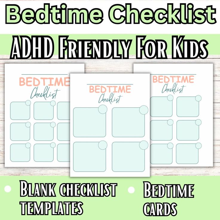 the bedtime checklist is shown with two sheets for kids to use on them