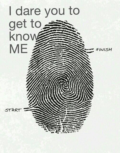 a fingerprint with the words start and finish on it, in black ink against a white background