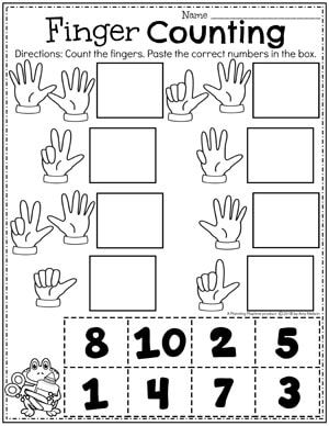 a printable worksheet for counting the numbers to 10 with hands and fingers