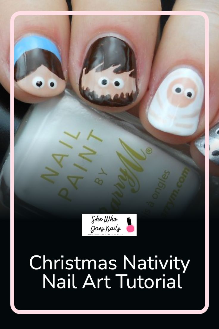 This Christmas season, get creative with your mani with a festive nativity-inspired nail art. Whether you’re looking for a subtle way to show off your faith, or just want something special to wear all holiday season, this Christmas Nativity Nail Art tutorial, which has the nativity characters such as Mary, Joseph and Baby Jesus painted onto each finger tip, will give you the perfect finished look. Nativity Nails Designs, Nativity Nails, Girly Diy, Nativity Characters, Mary Joseph And Baby Jesus, Sally Hansen Miracle Gel, Nail Art For Beginners, Creative Nail Designs, The Nativity