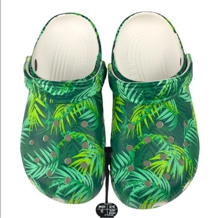 This Is A Brand New Pair Of Crocs. Green Synthetic Mules With Round Toe, Casual Green Clogs With Rubber Sole, Green Slip-on Synthetic Clogs, Comfortable Green Mules With Cushioned Footbed, Green Clogs With Cushioned Footbed For Summer, Green Synthetic Clogs With Cushioned Footbed, Green Cushioned Clogs For Summer, Green Synthetic Slip-on Clogs, Comfortable Green Clogs For Summer