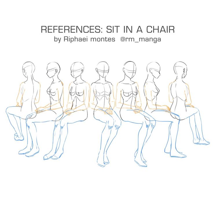 an image of a line drawing of people sitting in chairs with the text references sit in a chair