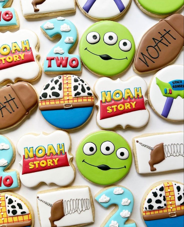 some cookies that are decorated to look like cartoon characters