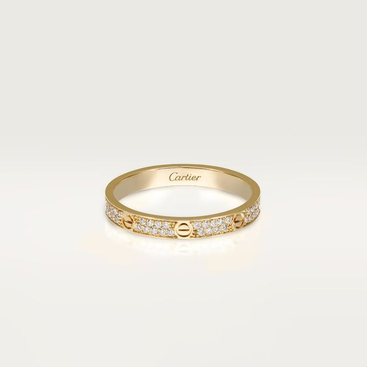 CRB4218000 - LOVE ring, SM - Yellow gold, diamonds - Cartier Piaget Ring, Cartier Love Ring, Bracelet Rose Gold, Luxe Jewelry, Classy Jewelry, Cartier Love, Jewelry Lookbook, Girly Jewelry, Jewelry Inspo