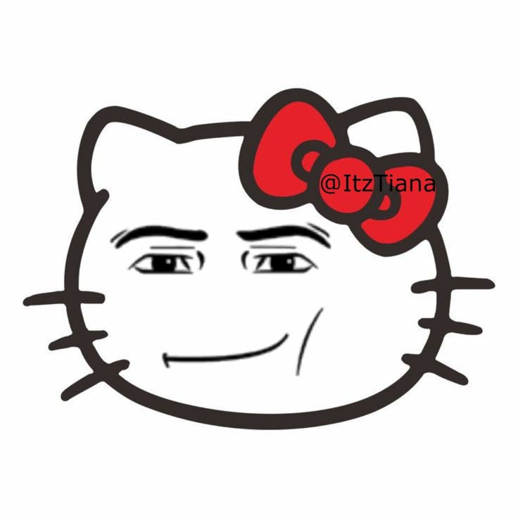 a hello kitty face with a red bow on it's head