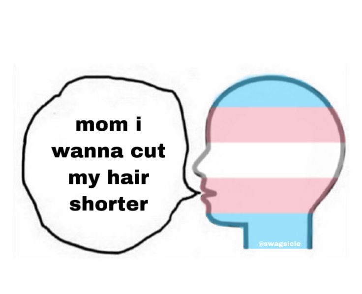 the words mom i wanna cut my hair shorter are shown next to an image of a woman's head