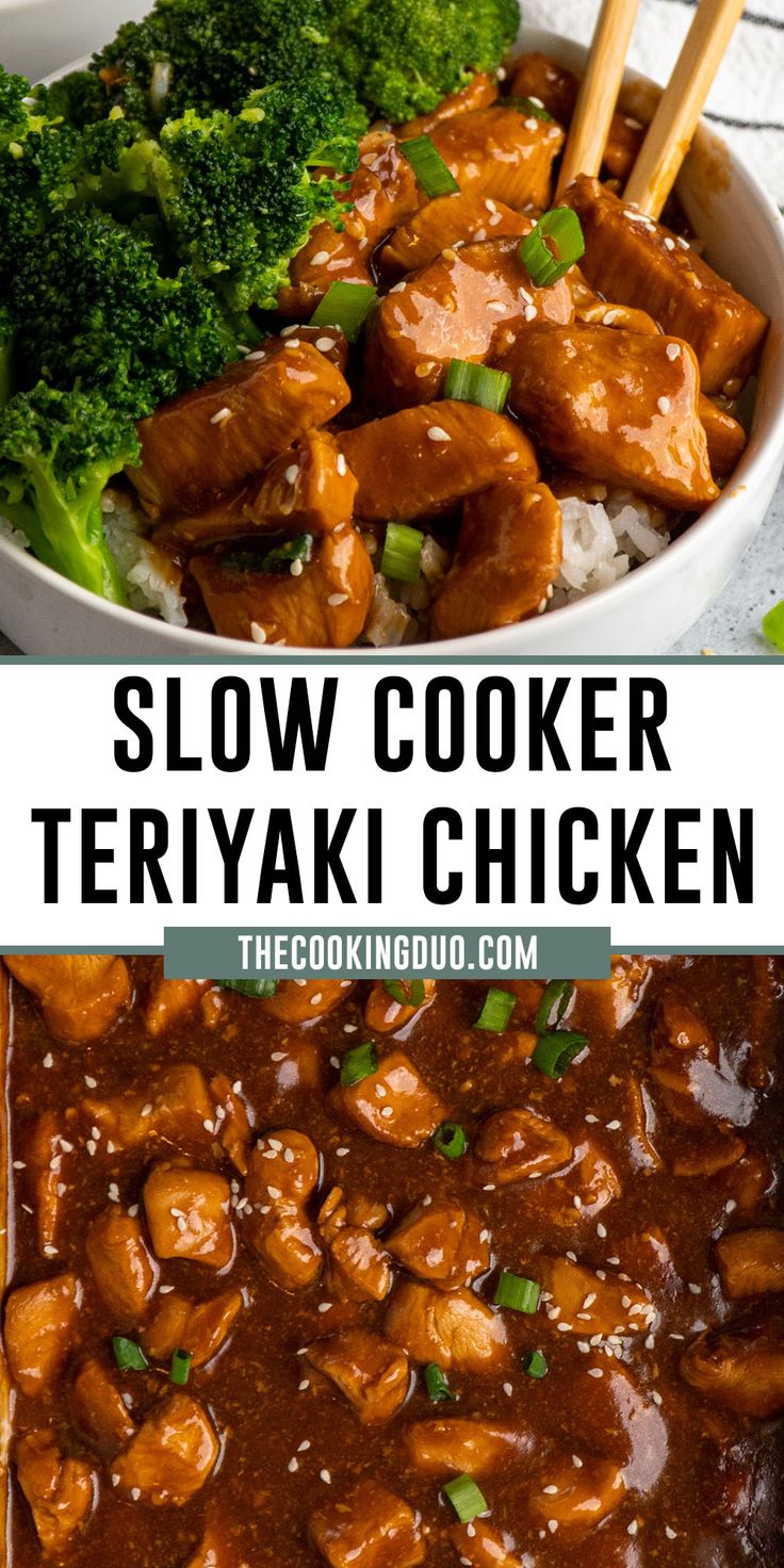 Close up of slow cooker teriyaki chicken over a bowl of rice. Slow Cooker Teriyaki Chicken, Slow Cooker Teriyaki, Delicious Rice, Easy Crockpot Dinners, Crockpot Dishes, Chicken Slow Cooker Recipes, Crock Pot Slow Cooker, Healthy Crockpot, Crockpot Recipes Slow Cooker