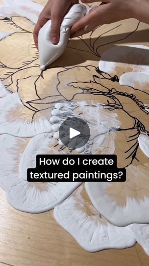 someone is painting flowers on the table with white paint and black lettering that says how do i create textured paintings?