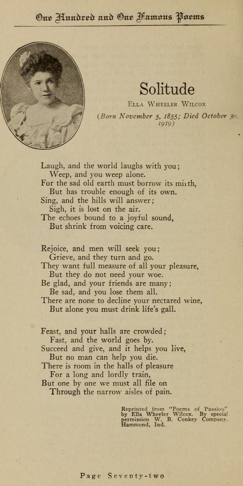 an old book page with a poem written in black and white on the front cover