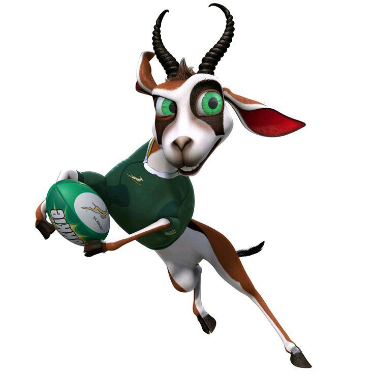 a goat with green eyes is holding a football in its paws and running through the air