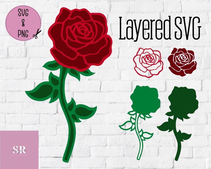 red rose svg cut files for cricut and silhouettes, roses with leaves