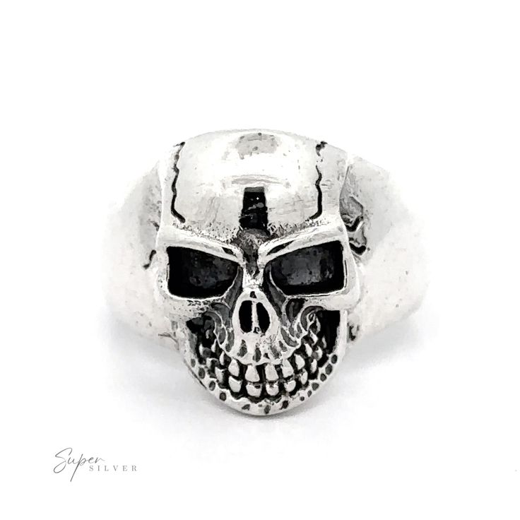 Elevate your style with our Veined Skull Statement Ring, an eye-catching piece that exudes both boldness and intricate artistry. This substantial ring showcases lifelike veins coursing through the skull, lending it a unique and rugged charm. Perfect for those who love to make a distinct impression, this ring marries edgy aesthetics with detailed craftsmanship. Whether you're enhancing a casual outfit or adding a daring touch to formal wear, this striking ring will command attention and ignite co Punk Sterling Silver Skull Ring, Sterling Silver Skull Ring In Punk Style, Symbolic Skull Rings For Halloween, Halloween Skull Rings Symbolic Style, Handmade Punk Skull Rings, Punk Style Skull Ring For Halloween Collectible, Biker Style Skull Jewelry, Gothic Skull Rings For Collectors, Unique Skull Ring Collectible