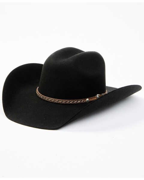 Cody James Mens 3X Black Leather Lace Band Wool Felt Western Hat, Black