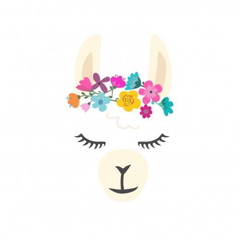 a llama with flowers on its head is wearing a flower crown in the shape of a wreath