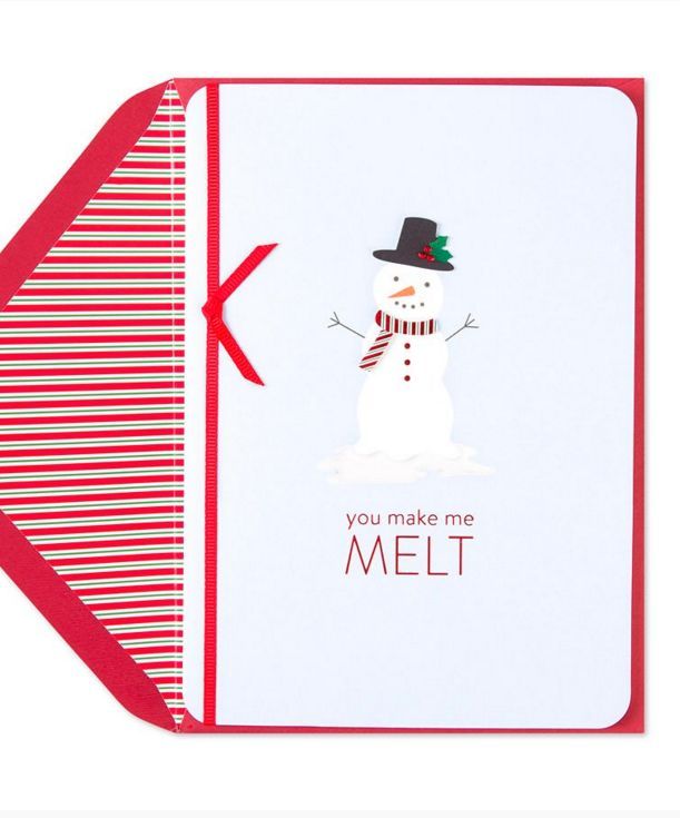 a card with a snowman on it and the words, you make me melt