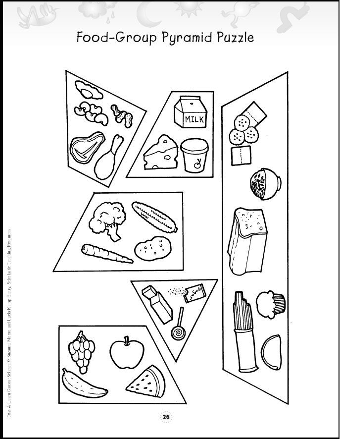 the food group pyramid puzzle is shown in black and white