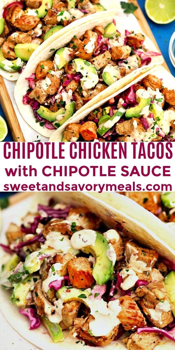 chicken tacos with chipotle sauce and avocado