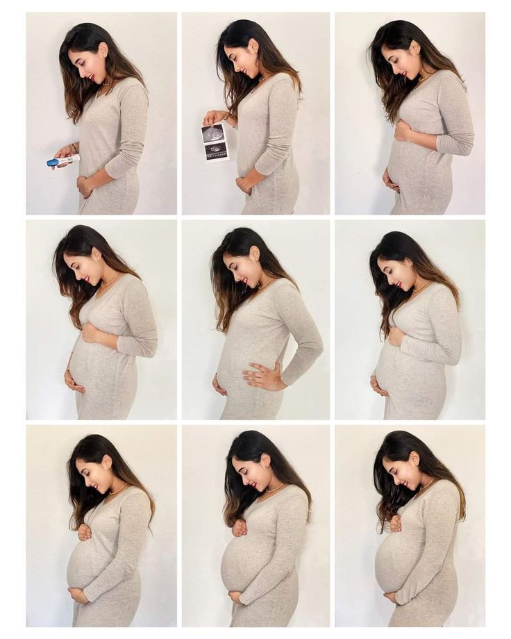 a pregnant woman is shown in six different poses, including the stomach and belly area