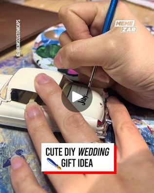 a person is making a wedding gift idea