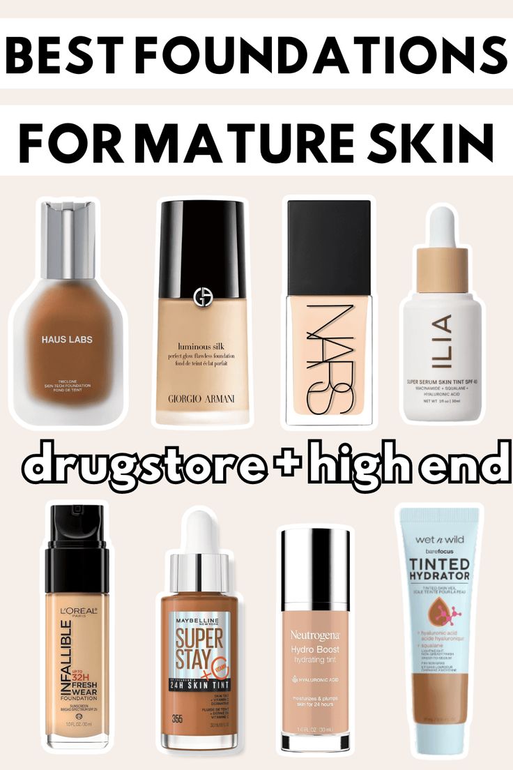 The BEST foundations for mature skin! 8 high end and drugstore foundations perfect for anyone over 40, all skin types Foundation For Older Skin, Top Foundations, Best Drugstore Foundation, Best Makeup Brands, Best Foundations, No Makeup Makeup, Drugstore Foundation, Combo Skin, Tinted Spf