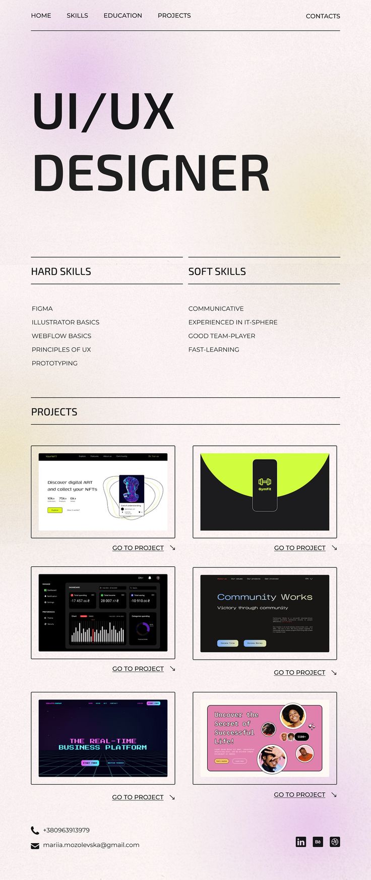 an image of a web page with different colors and font on the front, side, and back