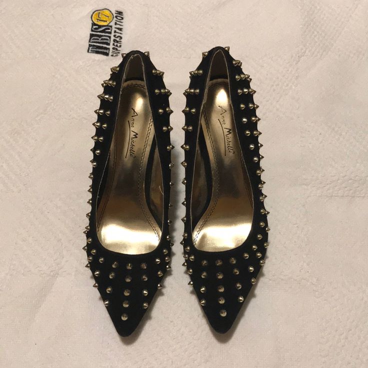 Anne Michelle Heels Pumps! Has Gold Spikes Throughout. The Bomb Digity Heels Pumps, Shoes Women, Pumps Heels, Shoes Women Heels, Shoes Heels, Pumps, Women Shoes, Heels, Customer Support