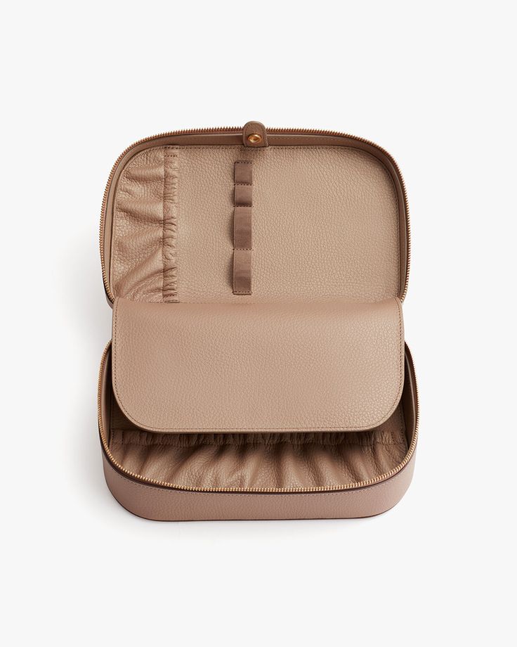 Travel Beauty Case | Cuyana Luxury Brown Rectangular Cosmetic Bag, Luxury Portable Rectangular Case, Luxury Brown Travel Cosmetic Bag, Luxury Brown Cosmetic Bag For Travel, Luxury Portable Travel Cases, Luxury Rectangular Travel Jewelry Storage Case, Luxury Rectangular Jewelry Storage Case For Travel, Luxury Rectangular Jewelry Storage For Travel, Luxury Rectangular Storage Case