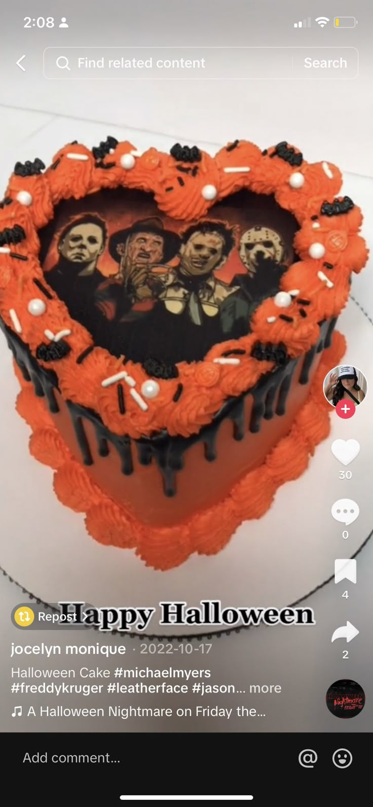 an image of a heart shaped cake with halloween decorations on it