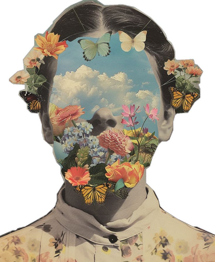 #SurrealCollageArt #Woman #BlueSky #Butterflies #Flowers #VintageCut-and-paste #PhotoMontage #Surrealist #19:26AspectRatio #TheCandie Anonymity Art, Surrealism Collage, Surreal Collage Art, Inspirational Digital Art, Collage Portrait, Nate Diaz, Digital Collage Art, Collage Art Projects, Collage Scrapbook