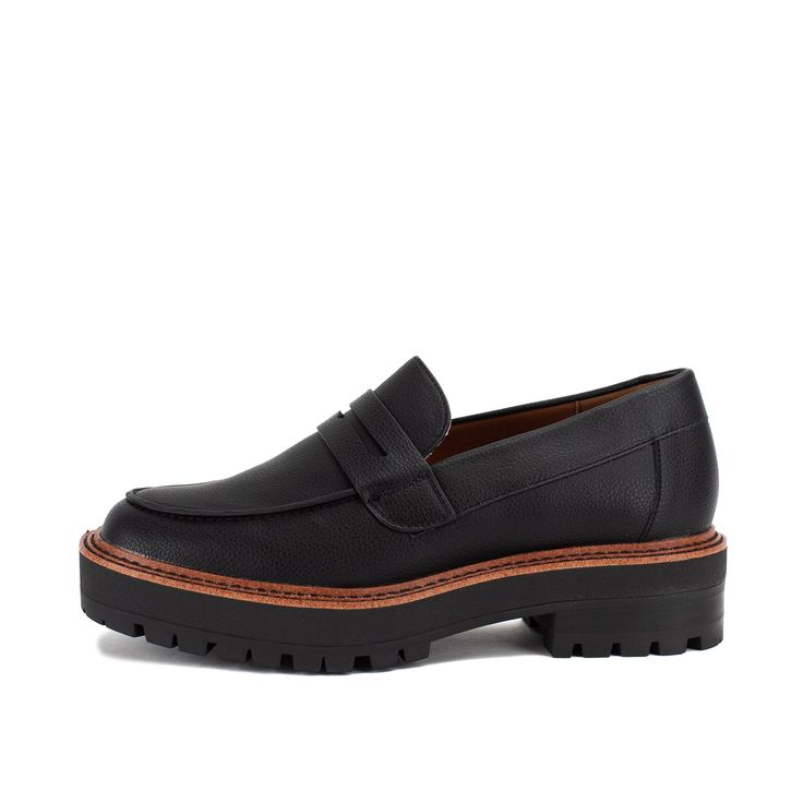 Say hello to our soon-to-be bestseller, the SHERRY lug sole loafer. Easily stand out from the crowd in soft pebbled faux leather, finished with a contoured removable insole and chunky lug outsole with a double stitched welt. Closure: slip-on Toe: round Heel Height: 1.75 inches Platform Height: 1.25 inches Materials: faux leather fabric Insole: Yellow Box custom contoured removable insole Outsole: rubber Chunky Loafer, Faux Leather Fabric, Mom Outfits, Black 7, Lug Sole, Leather Fabric, Work Casual, Loafer Shoes, New Shoes