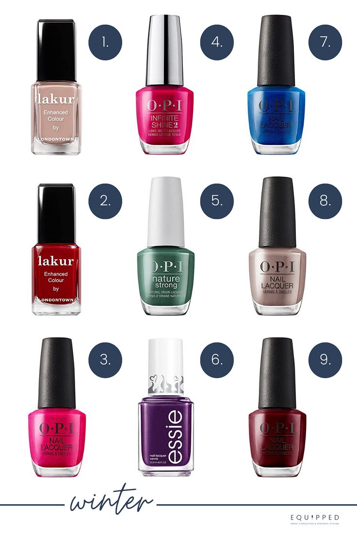 Color Analysis Nail Polish, Cool Winter Nail Polish, True Winter Nail Polish, Hoc Winter Nails, 2023 Winter Nail Color Trends, Winter Color Palette Nail Polish, Deep Winter Nail Polish, Deep Winter Color Palette Nails, Cool Toned Nail Polish