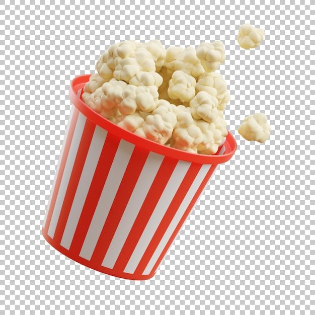 a red and white striped bucket filled with popcorn