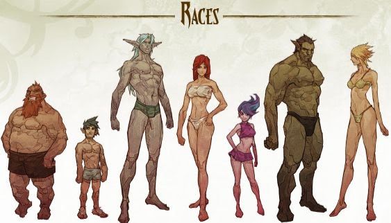 an image of some cartoon characters with different body shapes and hair colors, all standing in front of each other