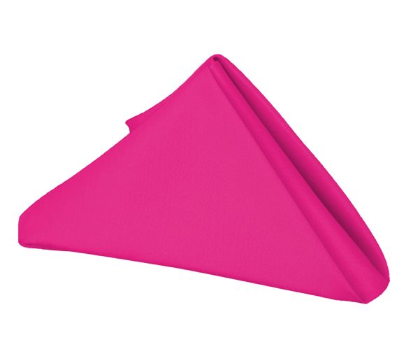 a bright pink triangle shaped object on a white background, with the corner folded in half