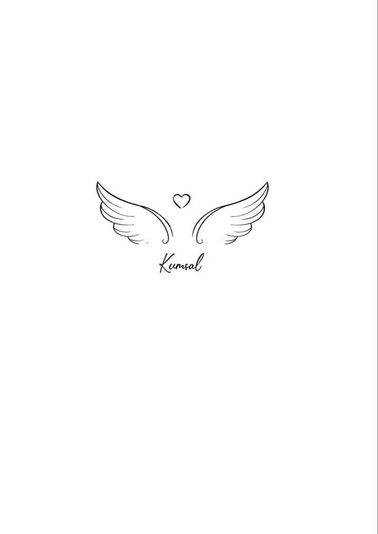 a drawing of two wings with the word love