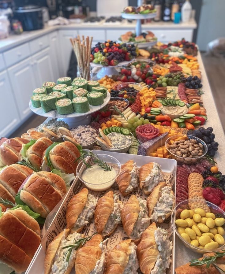 a table filled with lots of different types of food