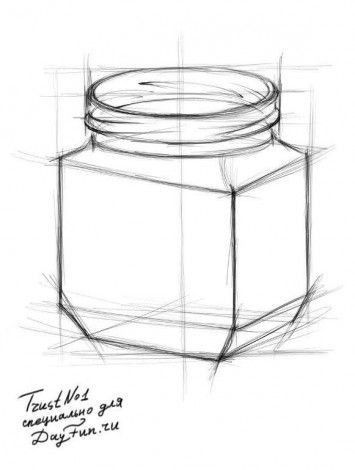 a pencil drawing of a jar