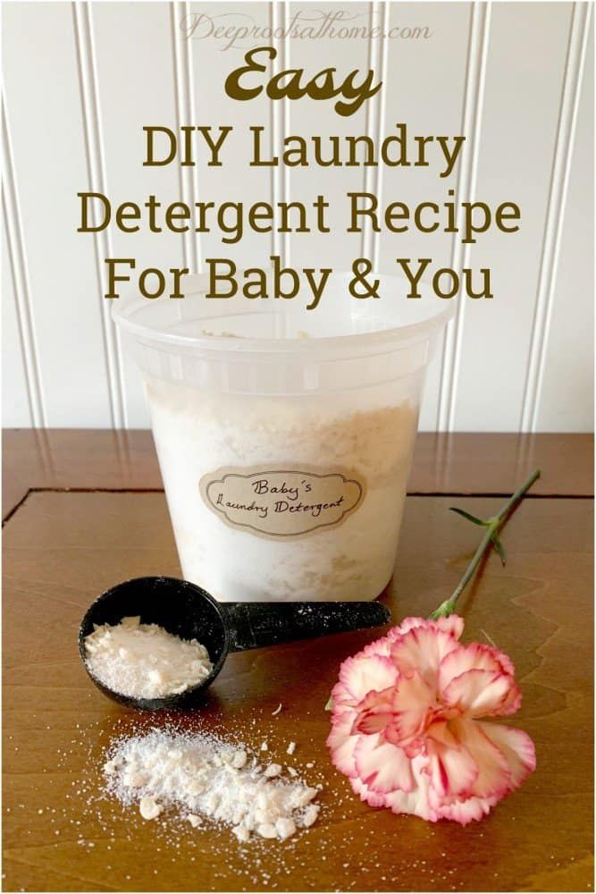 diy laundry detergent recipe for baby and you on a wooden table with flowers