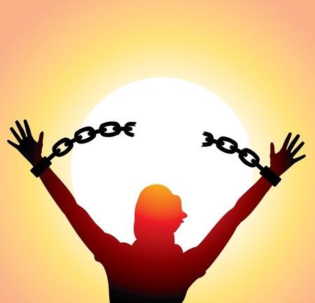 a man with his hands in the air and chains around him that say,'freedom 30 days of thanksgiving with a proveby 31 wife day 25