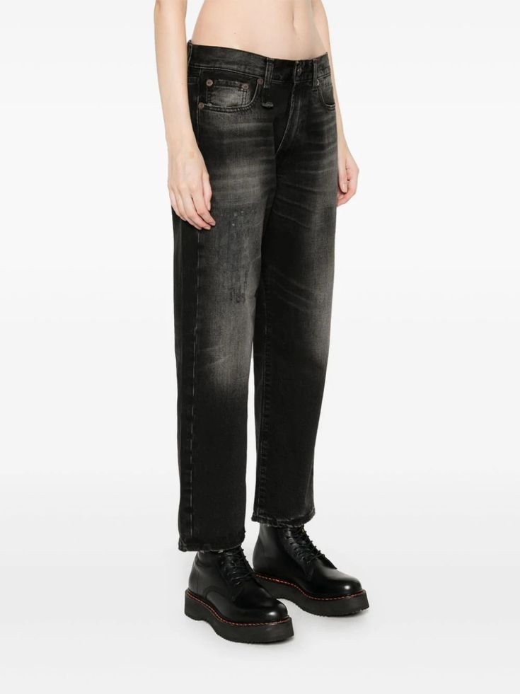 R13 Boyfriend Jeans - Farfetch Classic Black Jeans With Belt Loops, Mid-rise Black Cropped Jeans With Five Pockets, Black Mid-rise Cropped Jeans With Five Pockets, Black Straight Leg Jeans With Five Pockets, Black Cropped Straight Hem Jeans With Five Pockets, Black Cropped Jeans With Five Pockets, Black Cropped Jeans With Straight Hem, Urban Washed Black Jeans With Five Pockets, Black Jeans With Straight Hem For Streetwear