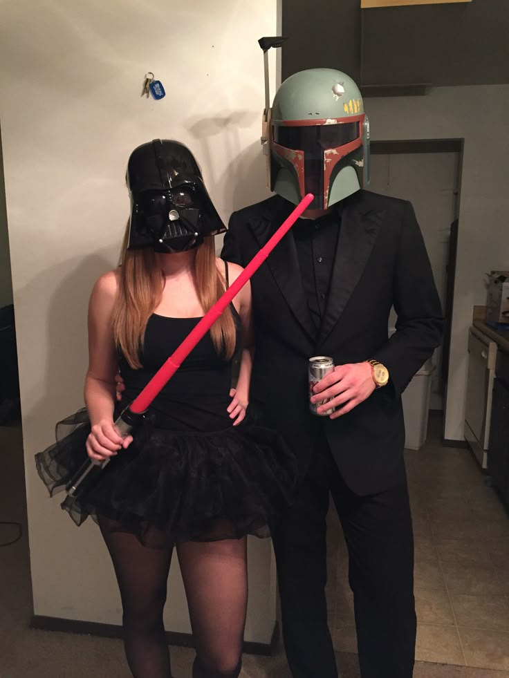 a man and woman dressed up as star wars characters