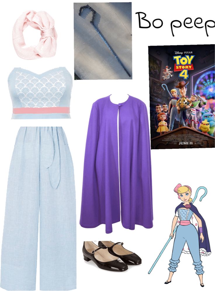 the costume is designed to look like an animated character, and includes blue pants, pink top