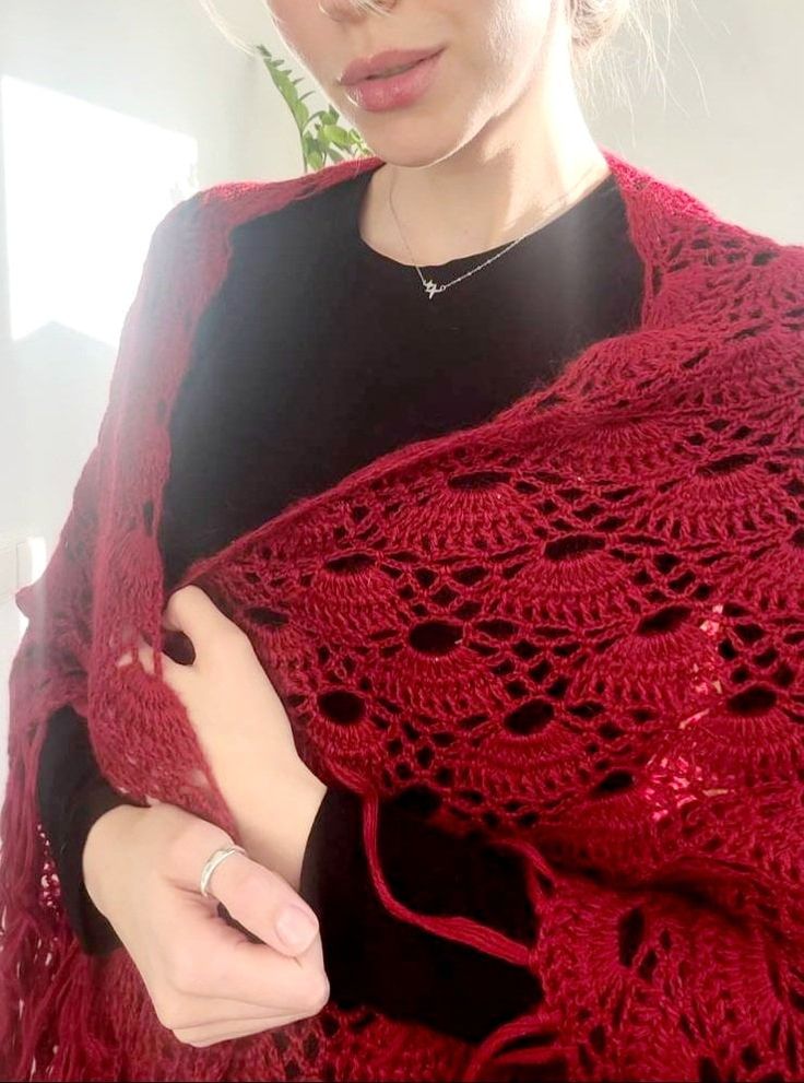 Open Knit Crochet Gift for Her Shawl with Fringe Wedding Prayer Shawl Handmade Shoulder Cover vintage shawl  burgundy Wool thread  wrapped. by DreamLineQuilts on Etsy Crochet Shawl Wrap, Wedding Prayer, Vintage Shawl, Vintage Shawls, Shawl Crochet, Prayer Shawl, Crochet Shawls And Wraps, Crochet Gift, Crochet Wool