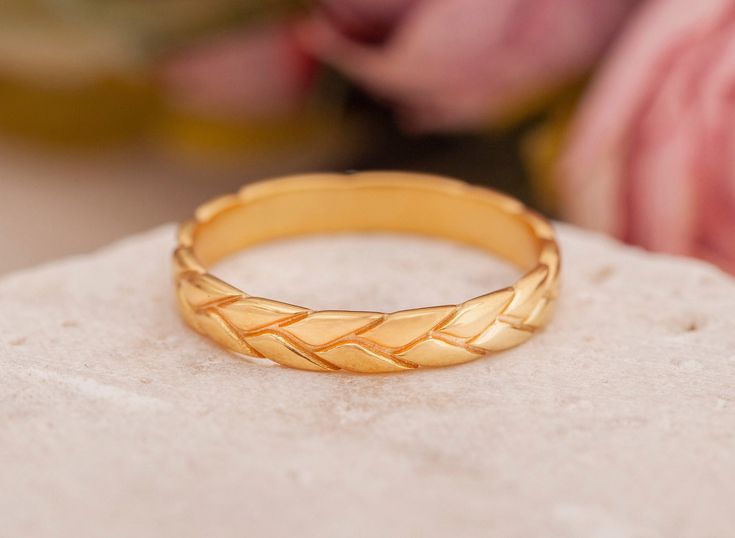 14k Solid Gold Wheat Leaf Ring, Minimalist Vine Wedding Ring, 14k Gold Dainty Leaf Ring, Dainty Flower Wedding Ring, Gold Leaf Ring, Dainty Leaf Ring This beautiful handmade leaf ring is the ideal gift for a loved one. Perfect leaf gold jewelry for birthdays, anniversaries, Mother's Day, Christmas and weddings, it truly is extra special and will make whoever receives it feel extra special too. It is best communion gift! - - - D E T A I L S - - - * Material: 14k Solid Gold (not gold filled or gol Yellow Gold Stackable Rings For Wedding, Hallmarked, Yellow Gold Stackable Wedding Rings Hallmarked, Yellow Gold Hallmarked Stackable Rings For Wedding, Simple 14k Gold Engraved Ring For Wedding, Adjustable Yellow Gold Stackable Wedding Rings, Gold Engraved Ring With Simple Design For Wedding, Simple Gold Engraved Wedding Ring, Simple Design Gold Engraved Ring For Wedding, Wedding Stackable Rings In Yellow Gold With Simple Design