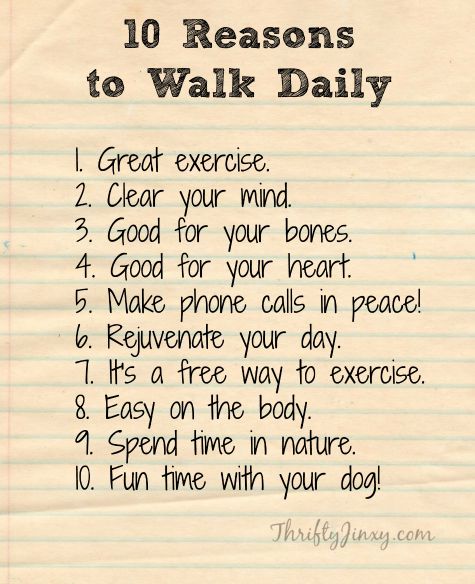 a note with the words 10 reason to walk daily